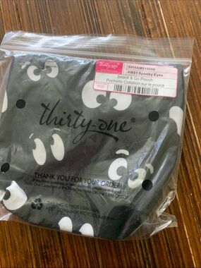Thirty-one Black & White Spooky Eyes Snack & Go Pouch Halloween